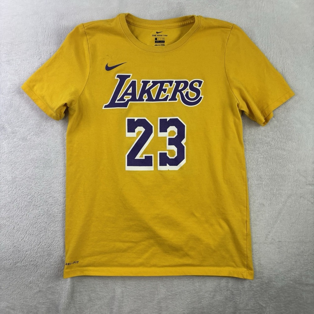 Nike Dri-Fit Los Angeles Lakers Lebron James Yellow Short Sleeve Shirt Youth LG